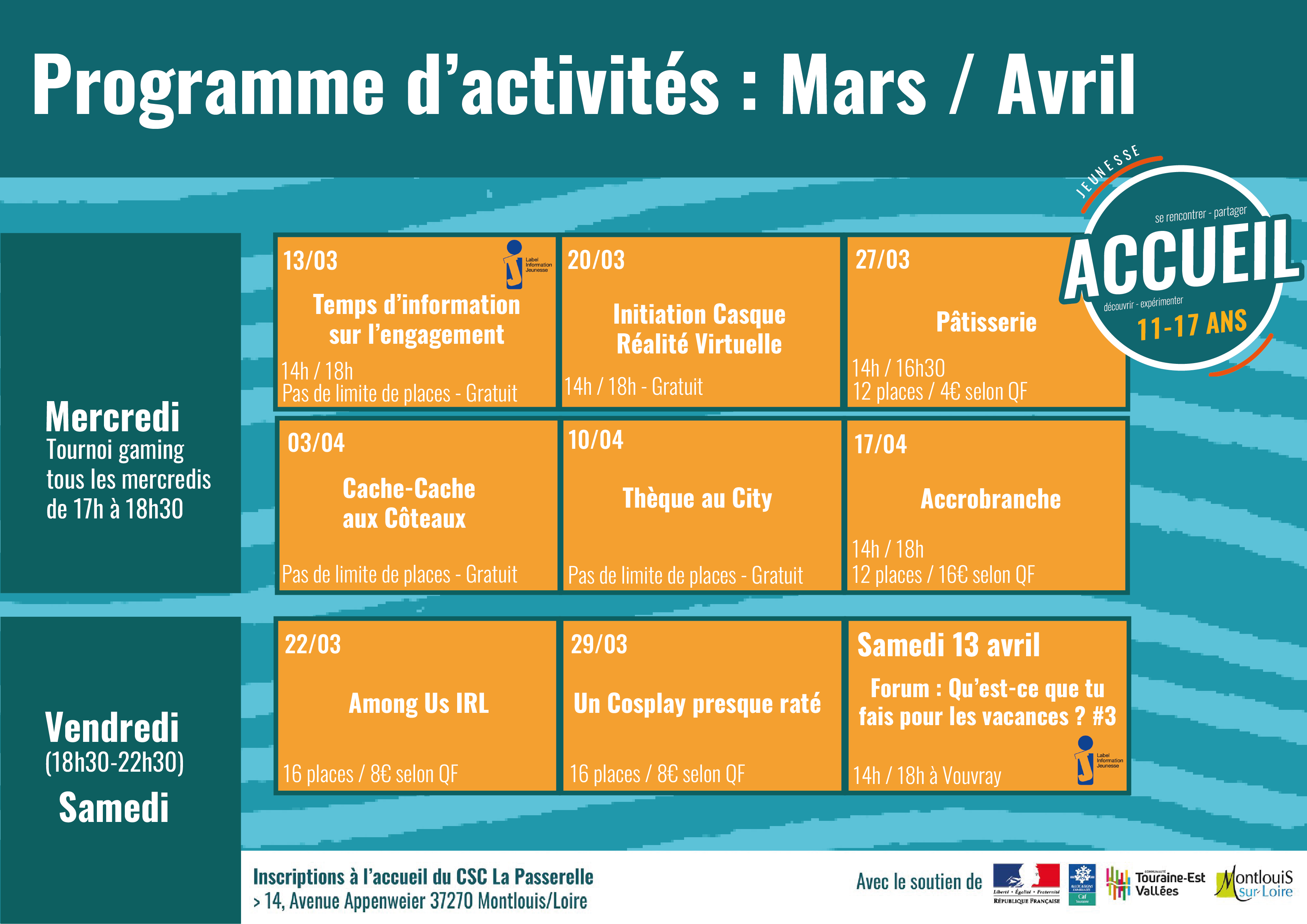 Accueil vendredi soir CSC La passerelle MontlouissurLoire